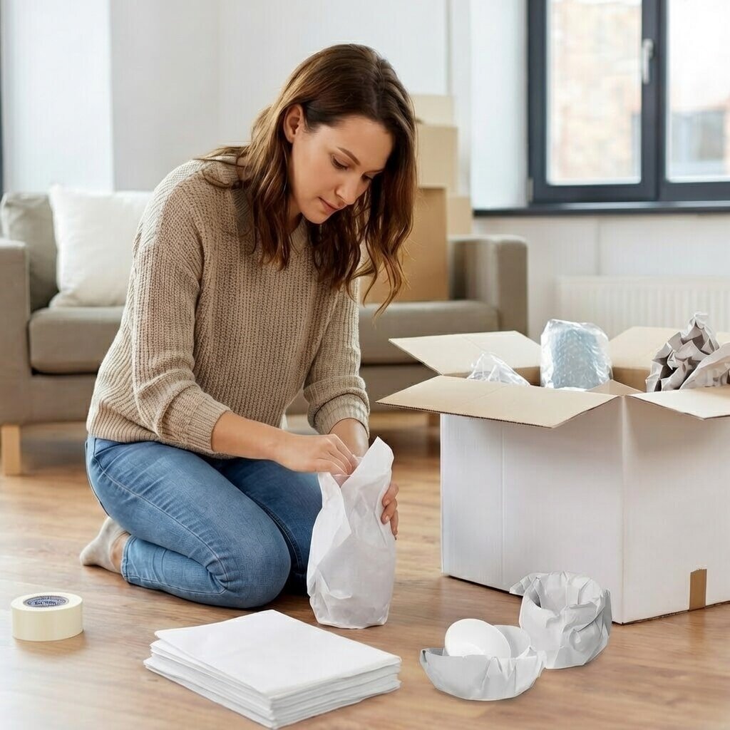 Seidenpapier in Verwendung