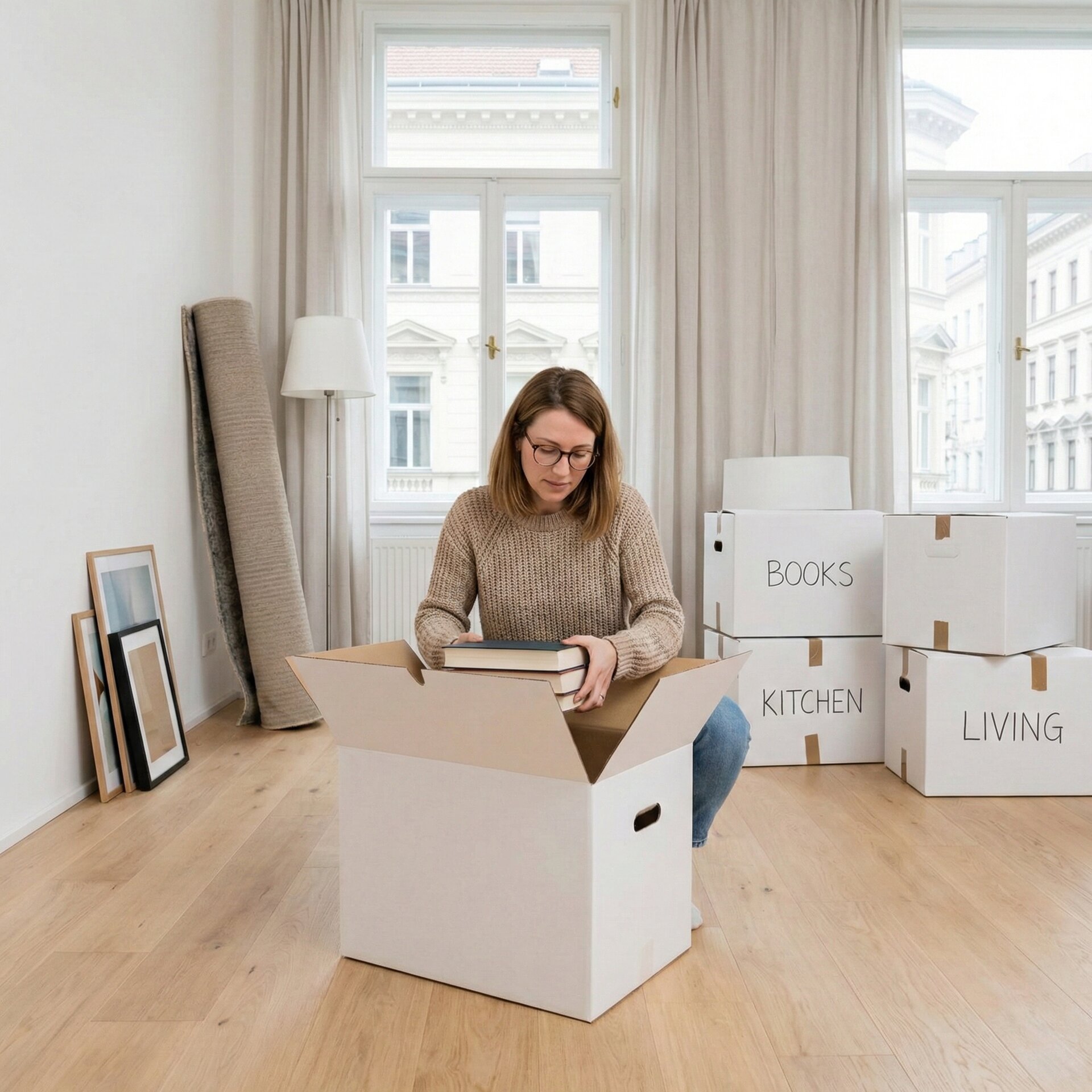 Umzugskartons in Verwendung